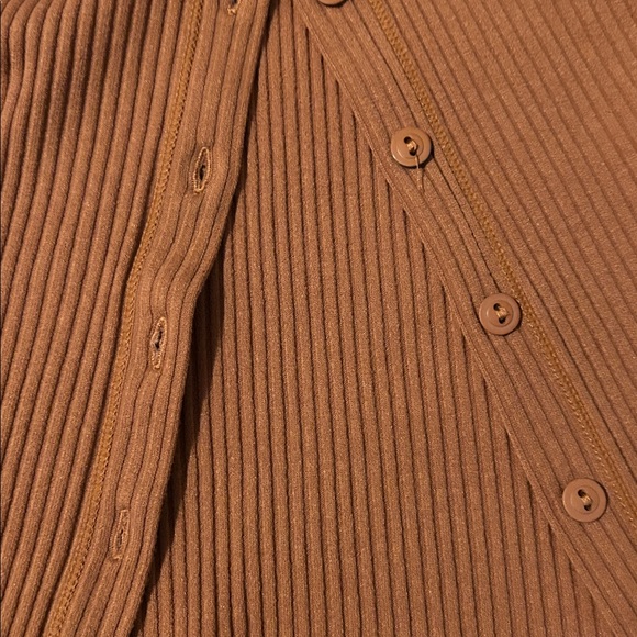 Free People Intimately Camel Ribbed Button-Front Tank Top - Picture 3 of 4